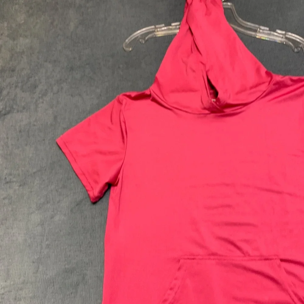 Spyder Swimsuit Cover Up Girls XL Pink Stretch Hood Short Sleeve Beach Swimwear
